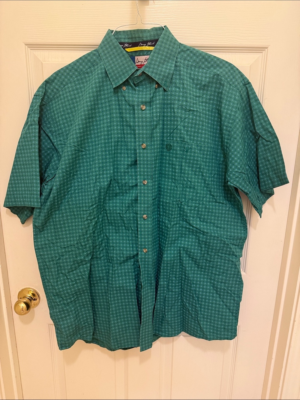 Men's Short-Sleeve Button-Down Shirt in Teal Green by Tommy Bahama